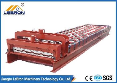 Red Color Glazed Tile Roll Forming Machine , CNC Control Roof Tile Forming Machine